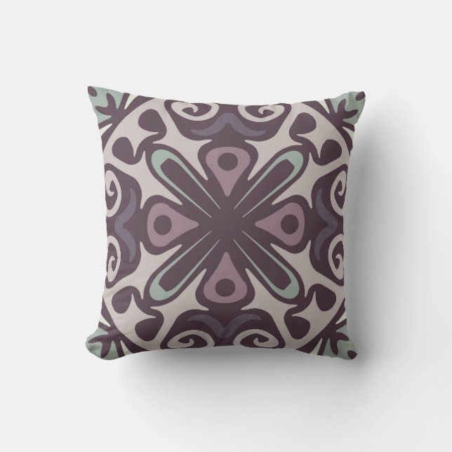 Hues of Purple & Green Pattern Pillow (Front)
