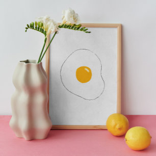 Huevo frito pintado. Arte de aceite de cocina mode