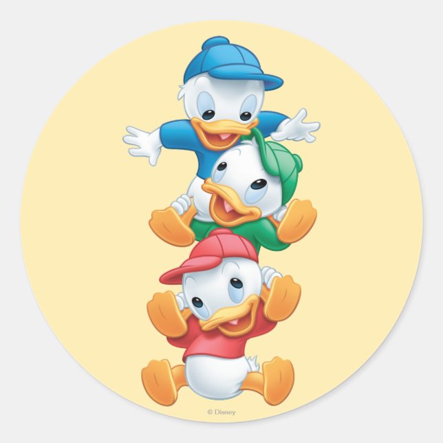 Huey, Dewey, and Louie | Stacked Classic Round Sticker (Front)