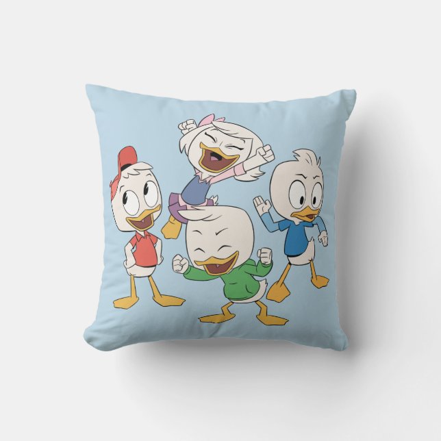 Huey, Dewey, Louie & Webby Throw Pillow (Front)