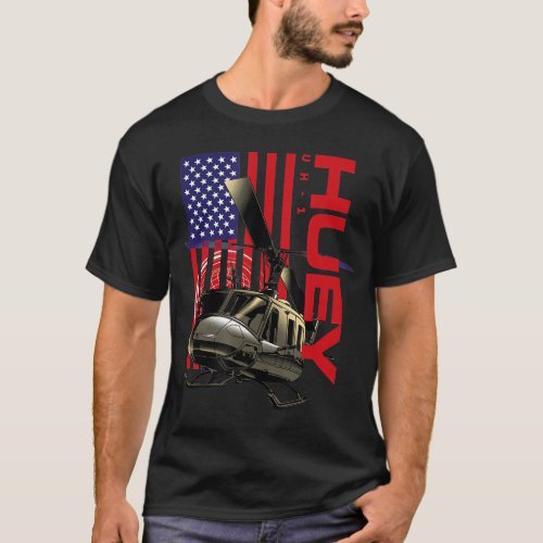 Huey Military Helicopter Airplane T_Shirt