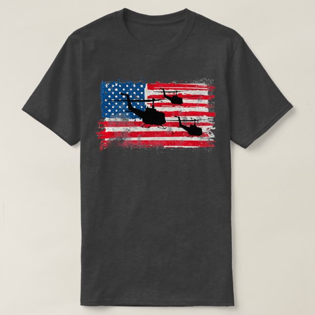 Huey UH1 US Military Helicopter  T-Shirt (Design Front)