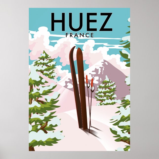 Huez France Retro ski poster (Front)