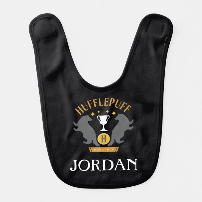 HUFFLEPUFF™ Badger and Cup House Pride Graphic Baby Bib (Front)