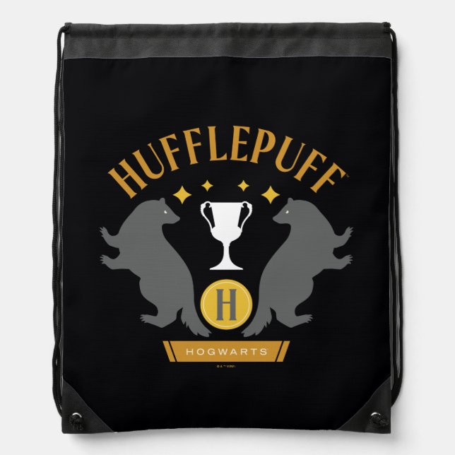 HUFFLEPUFF™ Badger and Cup House Pride Graphic Drawstring Bag (Front)