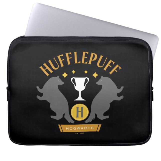HUFFLEPUFF™ Badger and Cup House Pride Graphic Laptop Sleeve (Front)