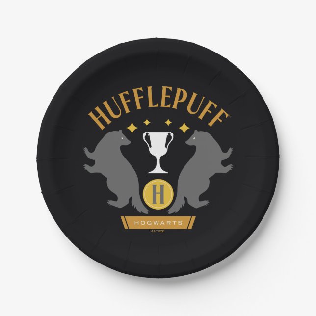 HUFFLEPUFF™ Badger and Cup House Pride Graphic Paper Plates (Front)