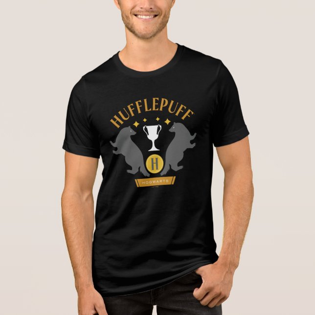 HUFFLEPUFF™ Badger and Cup House Pride Graphic Tri-Blend Shirt (Front)