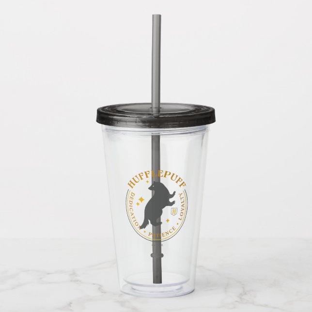 HUFFLEPUFF™ Badger House Pride Badge Acrylic Tumbler (Front)