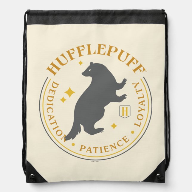 HUFFLEPUFF™ Badger House Pride Badge Drawstring Bag (Front)