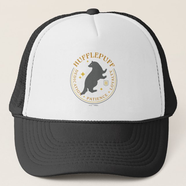 HUFFLEPUFF™ Badger House Pride Badge Trucker Hat (Front)
