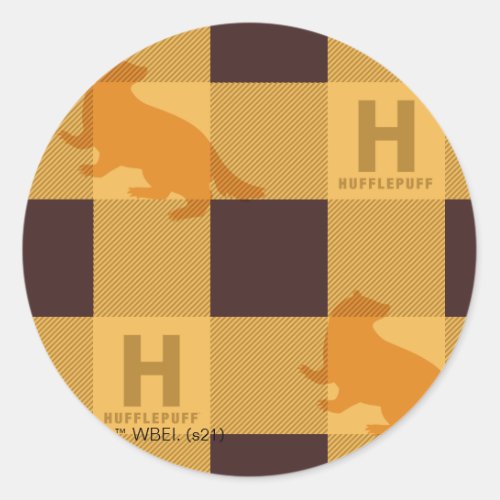 HUFFLEPUFF Check Plaid Pattern Classic Round Sticker