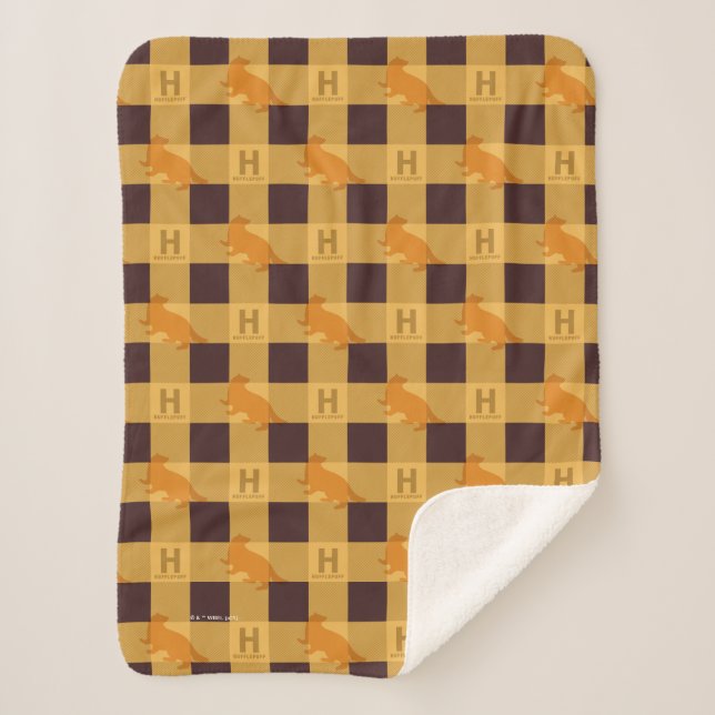 HUFFLEPUFF™ Check Plaid Pattern Sherpa Blanket (Front)