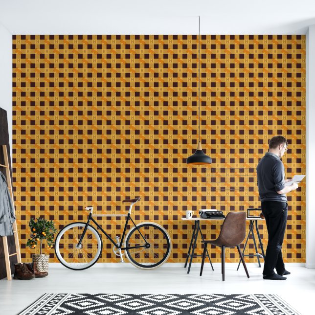 HUFFLEPUFF™ Check Plaid Pattern Wallpaper (Living Room)