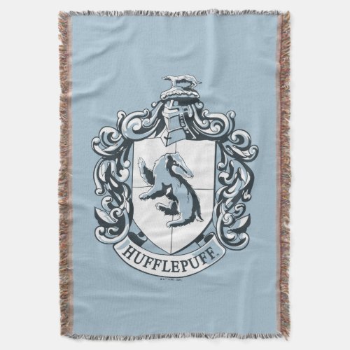 Hufflepuff Crest Blue Throw Blanket