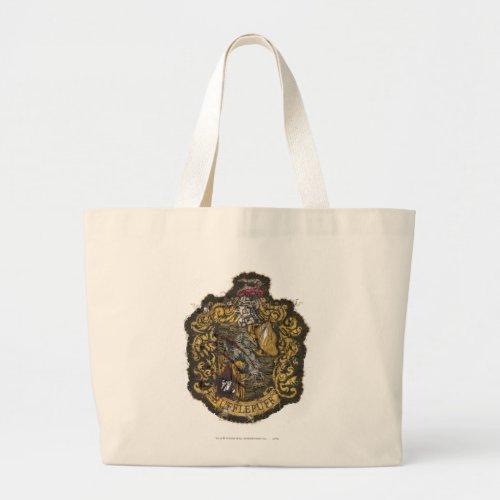 Hufflepuff Crest _ Destroyed Large Tote Bag