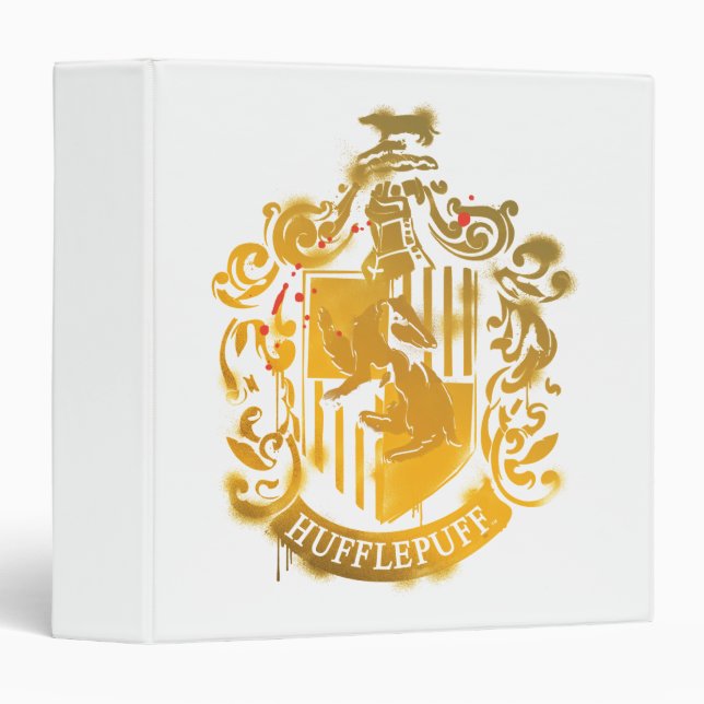 Hufflepuff Crest - Splattered 3 Ring Binder (Front/Spine)