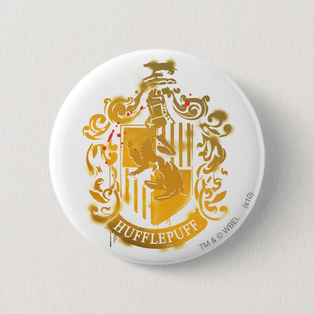 Hufflepuff Crest - Splattered Pinback Button (Front)