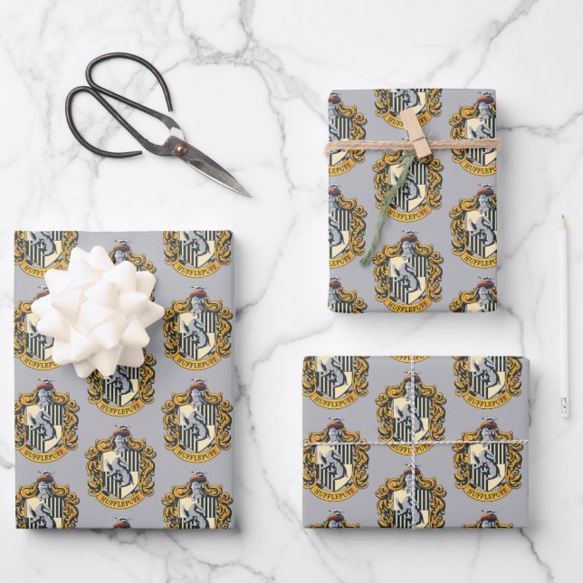 Hufflepuff Crest Wrapping Paper Sheets (Front)