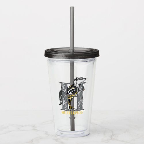 HUFFLEPUFF Crosshatched Emblem Acrylic Tumbler