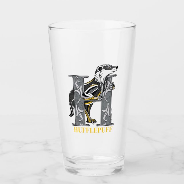 HUFFLEPUFF™ Crosshatched Emblem Glass (Front)