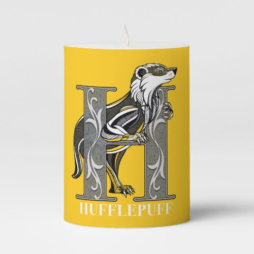 HUFFLEPUFF Crosshatched Emblem Pillar Candle