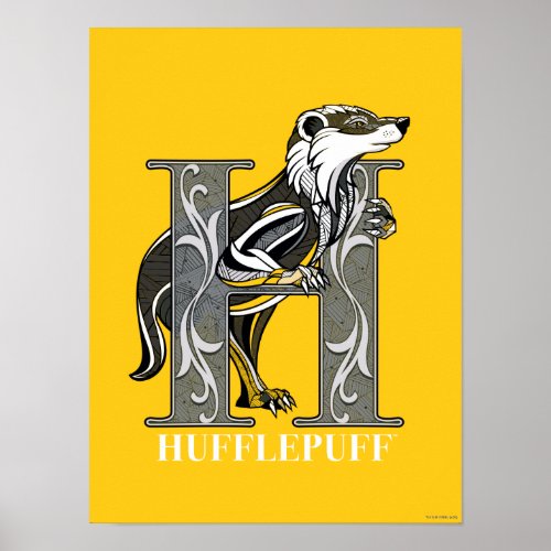 HUFFLEPUFF Crosshatched Emblem Poster