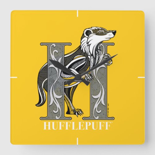 HUFFLEPUFF Crosshatched Emblem Square Wall Clock