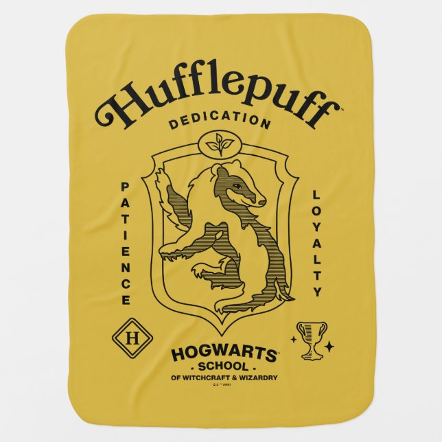 HUFFLEPUFF™ Dedication Patience Loyalty Crest Baby Blanket (Front)