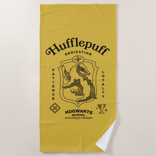 HUFFLEPUFF™ Dedication Patience Loyalty Crest Beach Towel (Front)