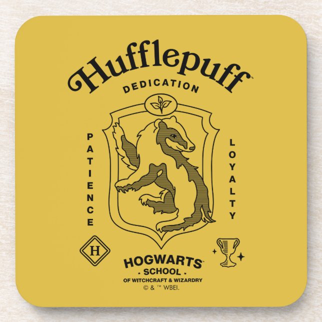 HUFFLEPUFF™ Dedication Patience Loyalty Crest Beverage Coaster (Front)