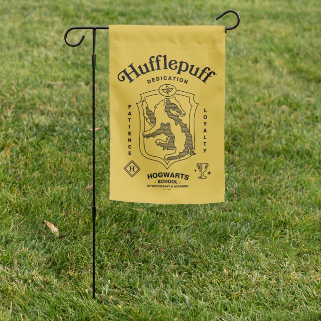 HUFFLEPUFF™ Dedication Patience Loyalty Crest Garden Flag (In SItu)