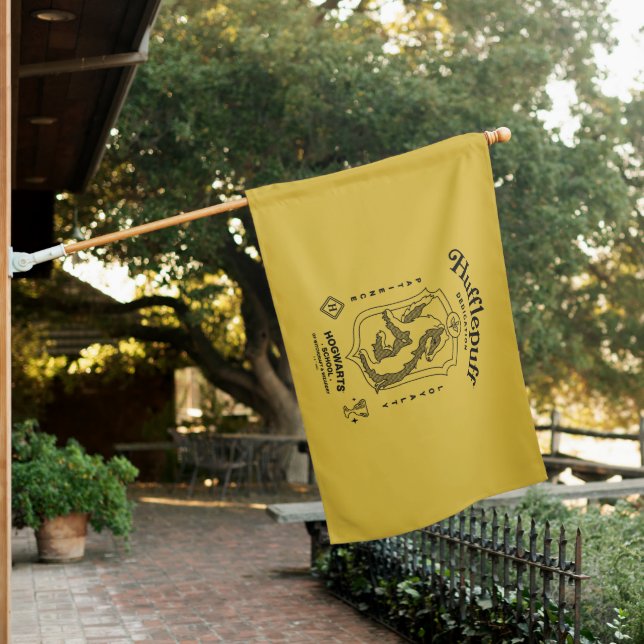 HUFFLEPUFF™ Dedication Patience Loyalty Crest House Flag (In SItu)