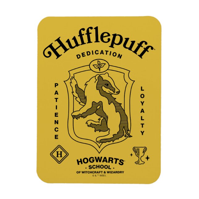 HUFFLEPUFF™ Dedication Patience Loyalty Crest Magnet (Vertical)