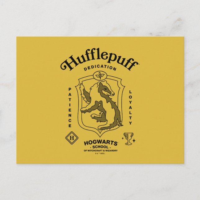 HUFFLEPUFF™ Dedication Patience Loyalty Crest Postcard (Front)