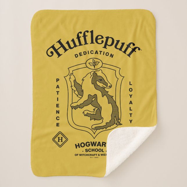 HUFFLEPUFF™ Dedication Patience Loyalty Crest Sherpa Blanket (Front)