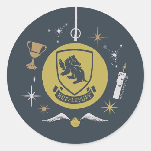 HUFFLEPUFF Holiday Bauble Graphic Classic Round Sticker