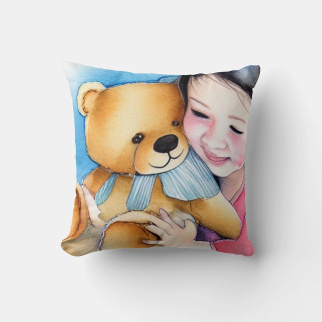 Hug a Bear Throw Pillow (Front)