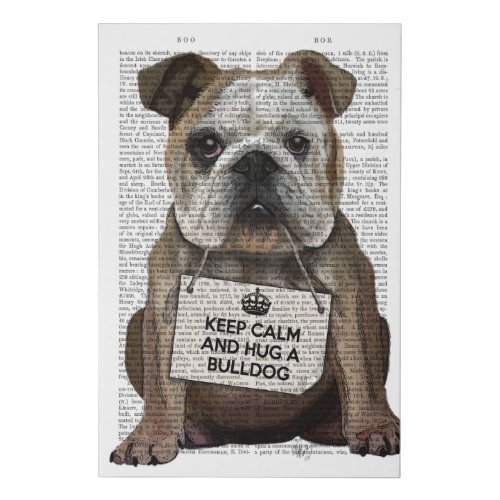 Hug a Bulldog Faux Canvas Print