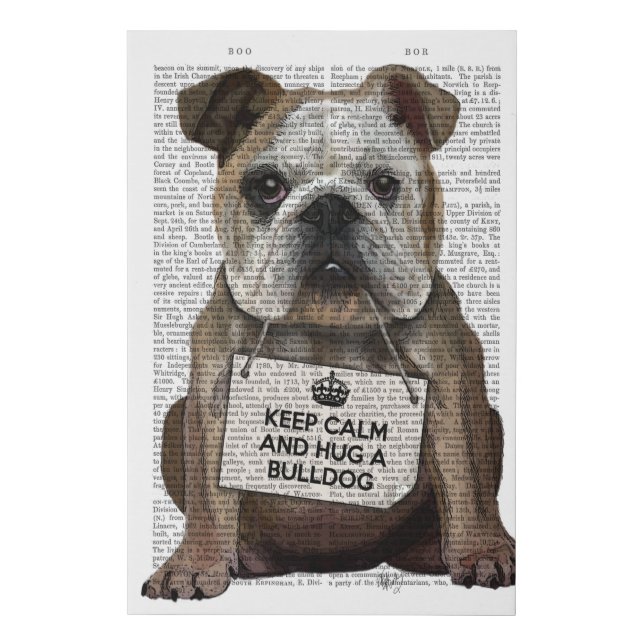 Hug a Bulldog Faux Canvas Print (Front)