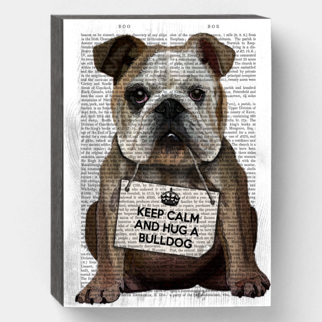 Hug a Bulldog Wooden Box Sign (Front Vertical)