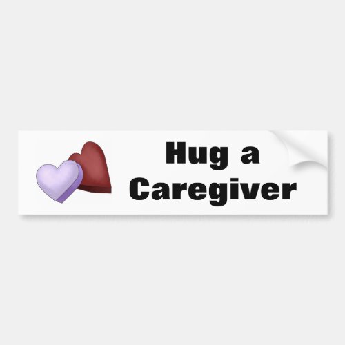 Hug a Caregiver Heart Bumper Sticker