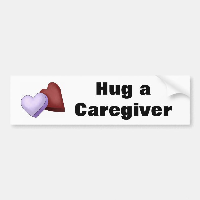 Hug a Caregiver Heart Bumper Sticker (Front)