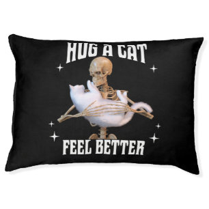 Hug a Cat Feel Better Funny Skeleton Cat Art Pet Bed