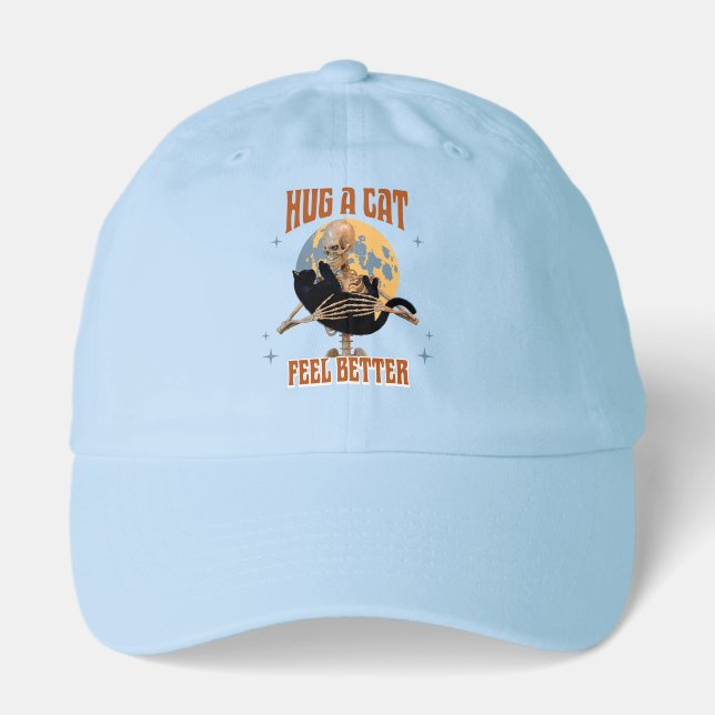 Hug a Cat Feel Better Introvert Cat Humor Hat (Front)