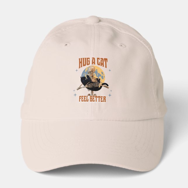 Hug a Cat Feel Better Introvert Cat Humor Performance Cap (Front)