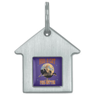 Hug a Cat Feel Better Introvert Cat Humor Pet ID Tag