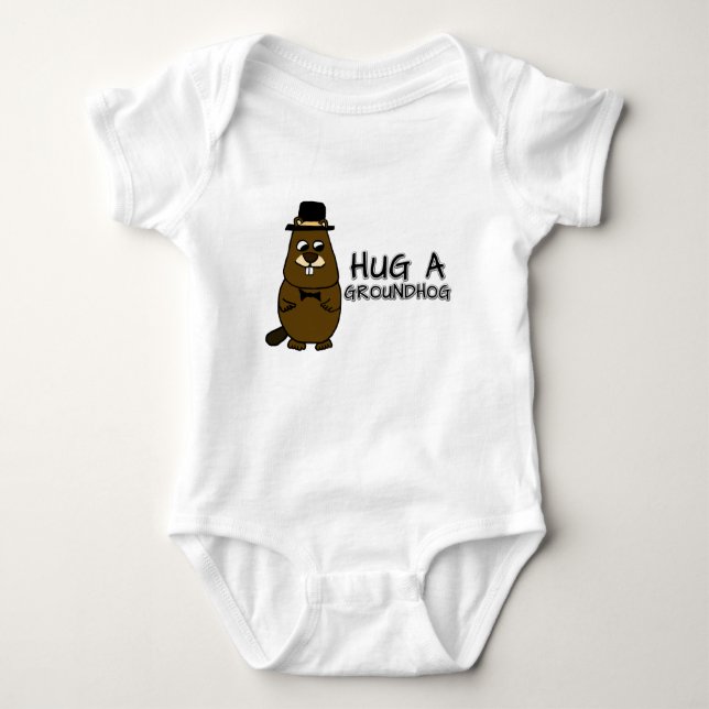 Hug a groundhog baby bodysuit (Front)