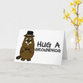 Hug a groundhog card (Yellow Flower)