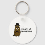 Hug a groundhog keychain